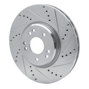 Mercedes-Benz SL600 Brake Rotor (1) - Left Front - R1 Concepts - Drilled & Slotted - Silver - `94-`02